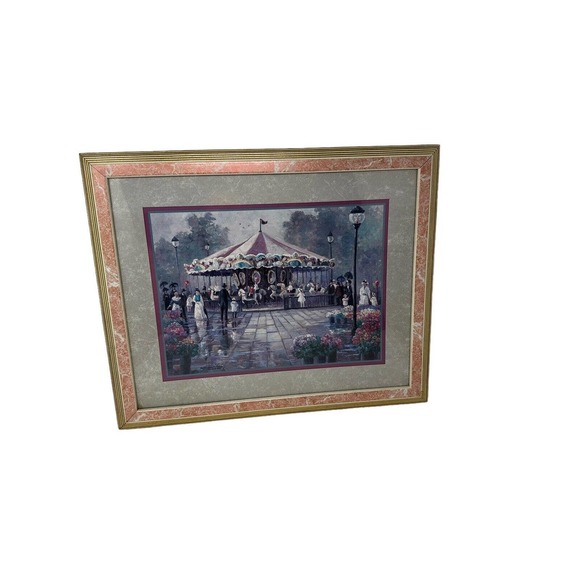 Victorian Framed Art Carousel Paris by Bettie Hebert Felder Print Wall Decor - Picture 3 of 6